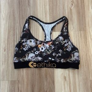 Ethika Black Floral Sports Bra